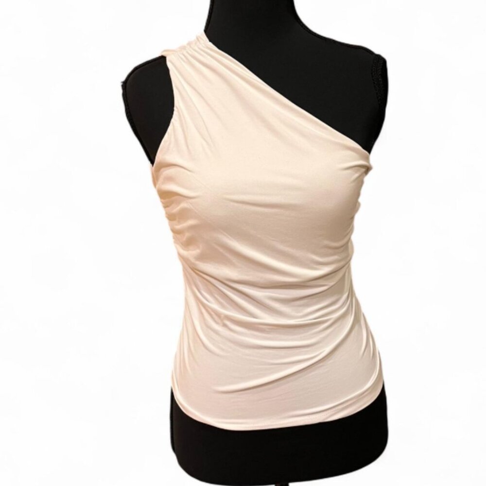 White Asymmetrical Ruched Tank Size XS